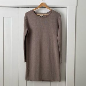 Aritzia Ribbed Long Sleeve Sweater Dress in Taupe